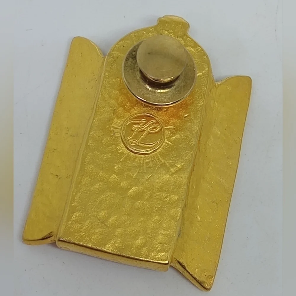 * Karl Lagerfeld window with shutters gold tone pin brooch
